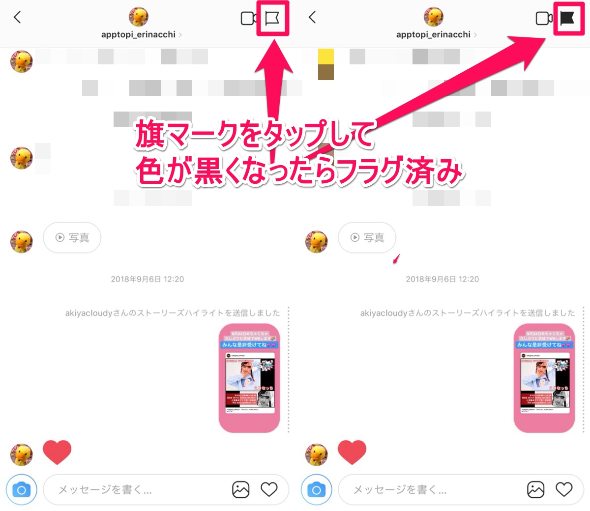 インスタ Dmの旗マーク これ何 フラグを付けて大事なメッセージを逃さない Apptopi