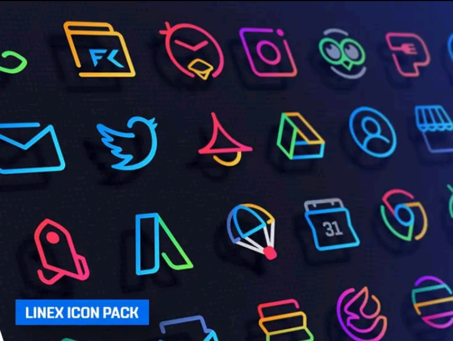 LineX Icon Pack　ネオン　カラフル　特徴的　個性的