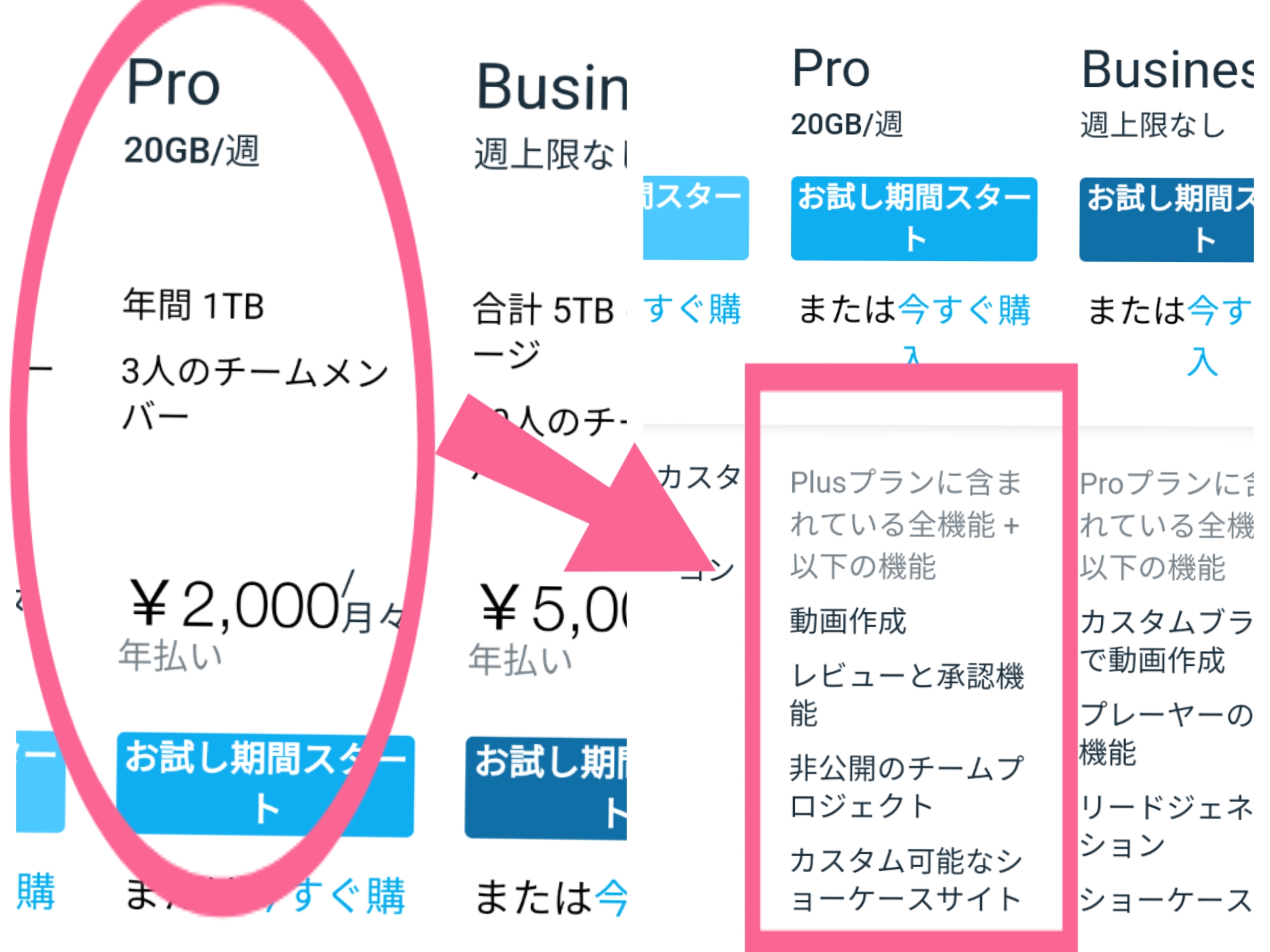 Vimeo　PRO　プラン　一覧