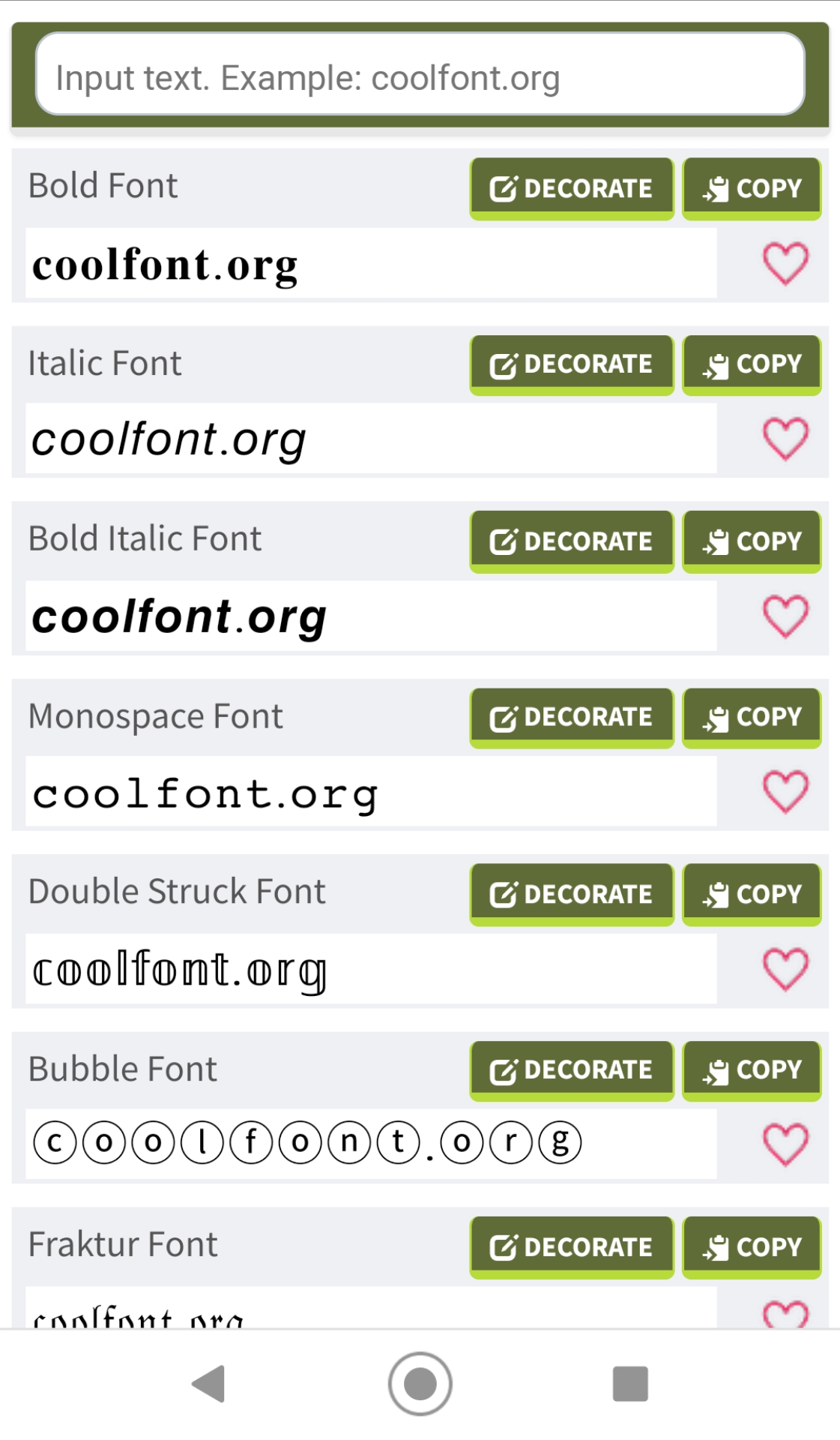 Cool Fancy Text Generator　サイト　ホーム　例