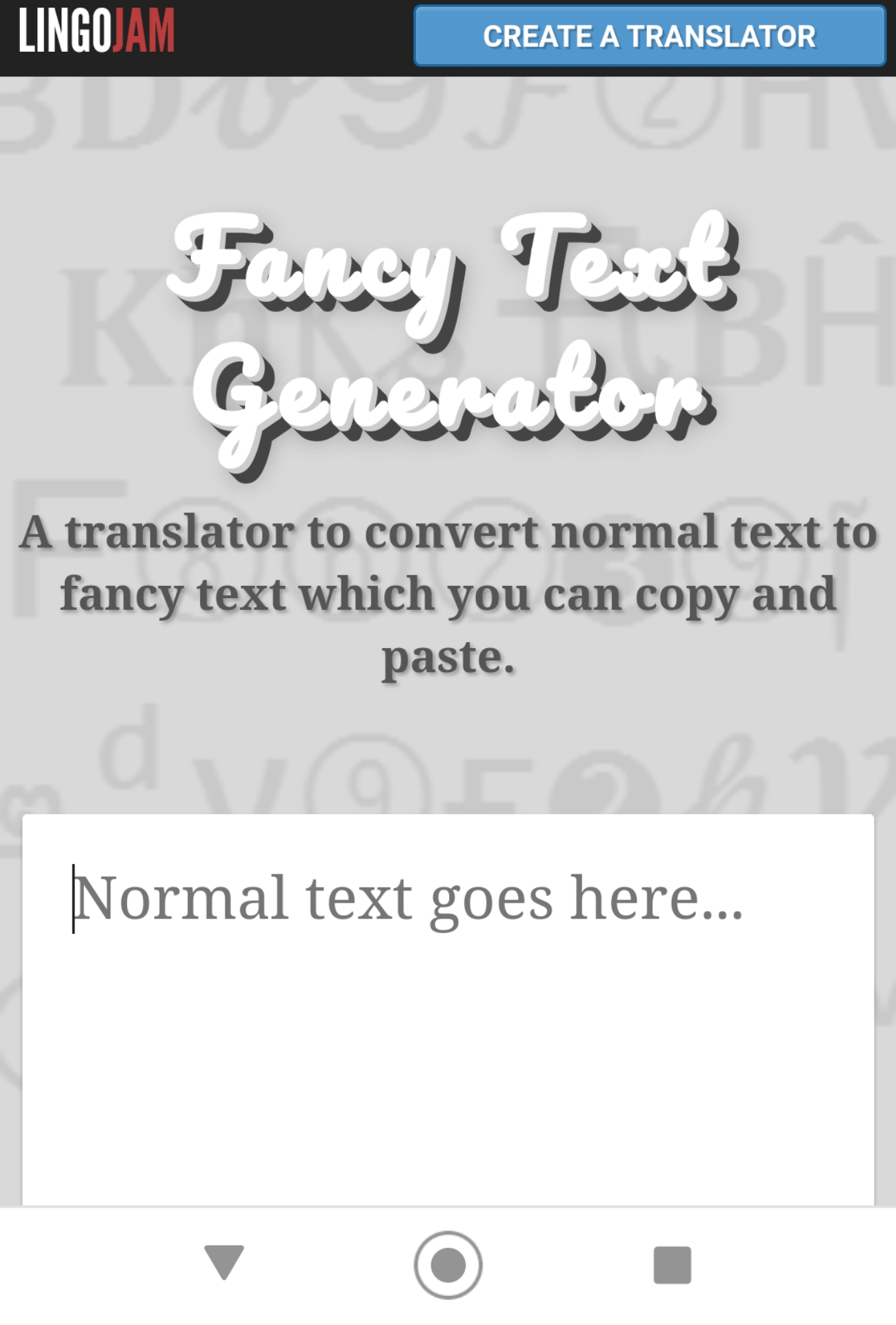 Fancy Text Generator　サイト　ホーム　例