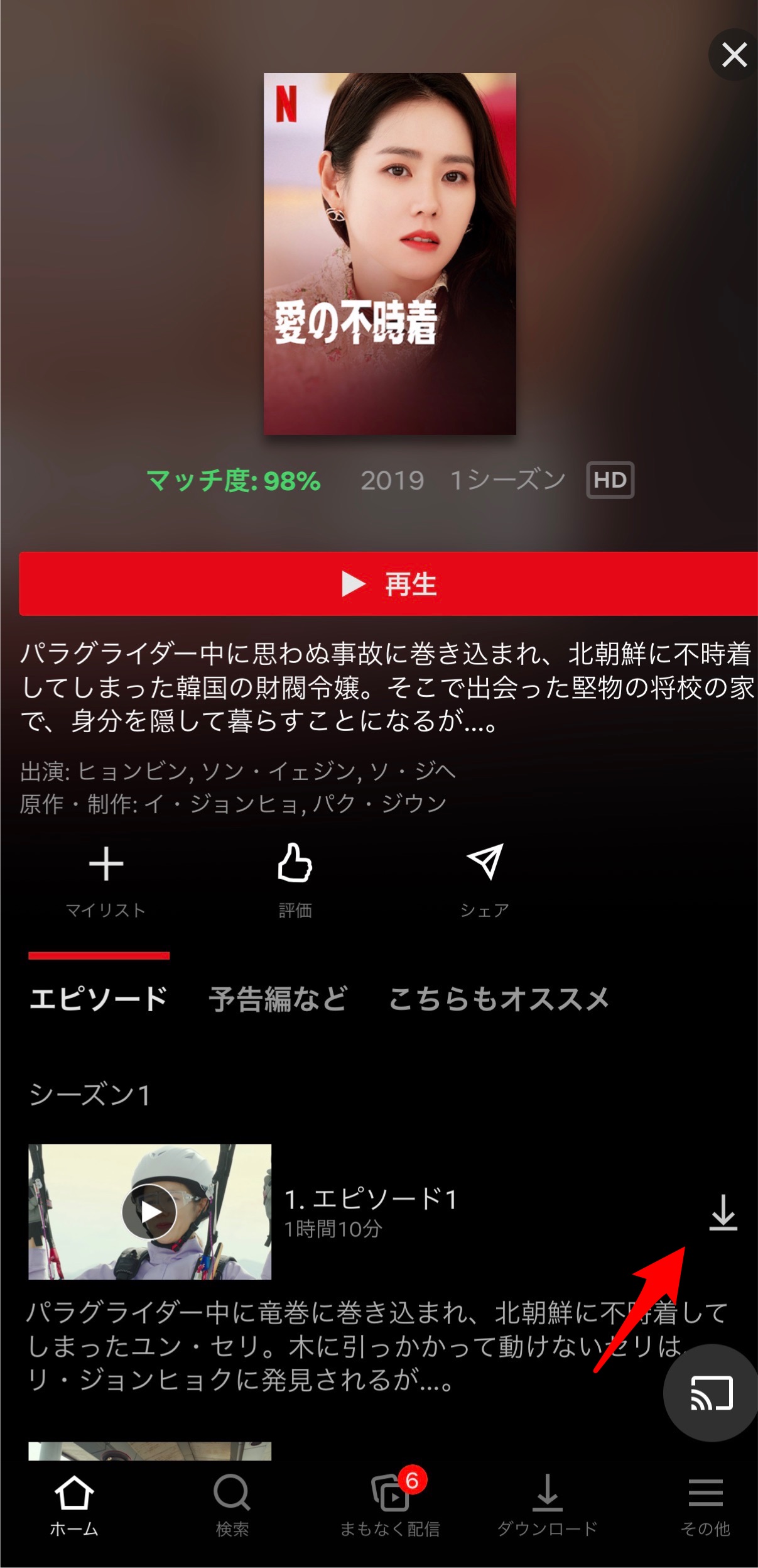Netflixダウンロードボタン紹介画面