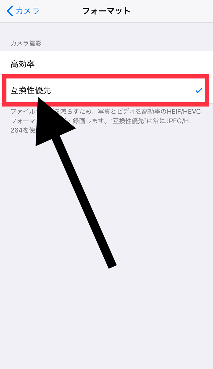 iPhone写真の拡張子「.heic」で保存される設定をJPGに変更する方法