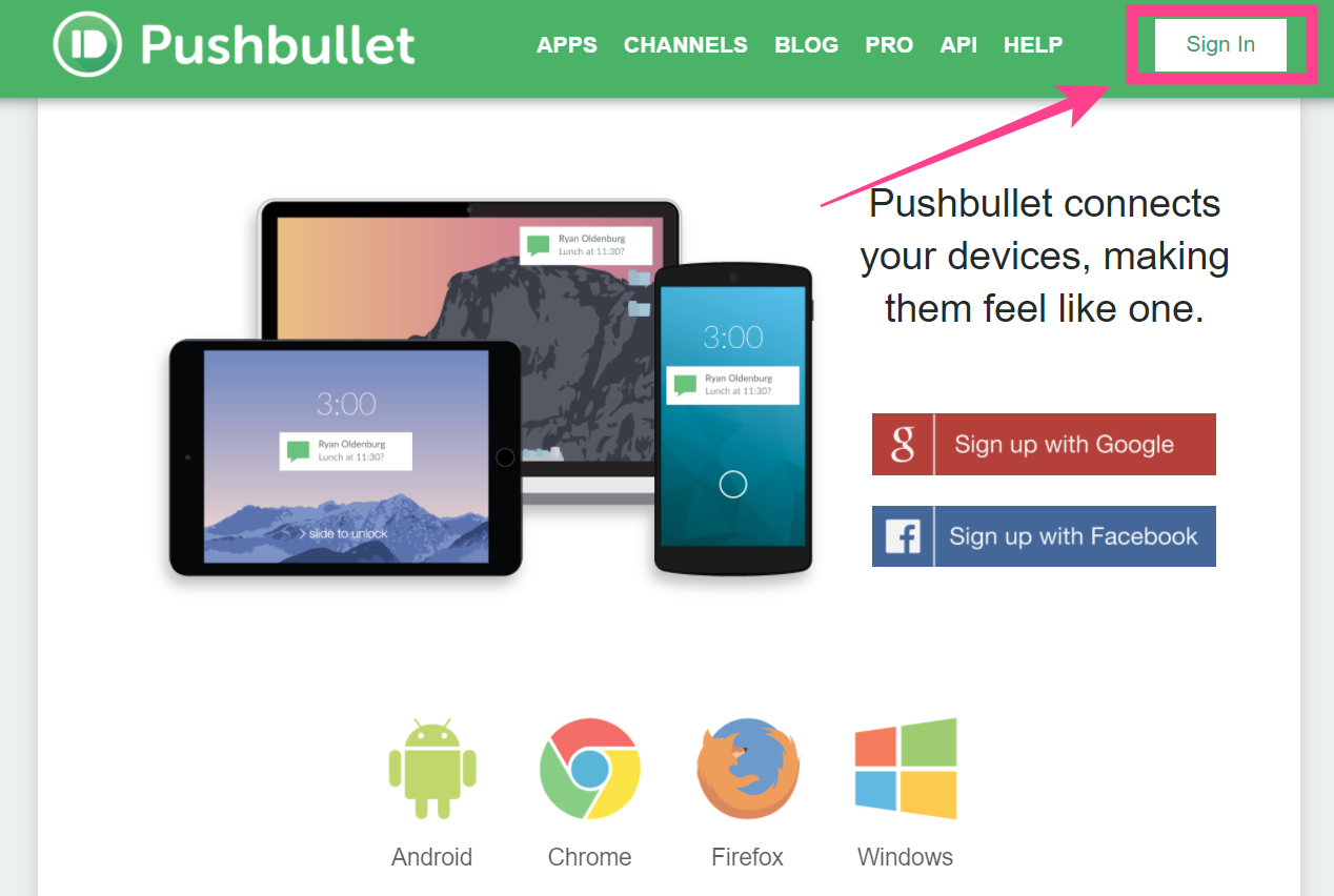 Pushbullet-Webサインイン