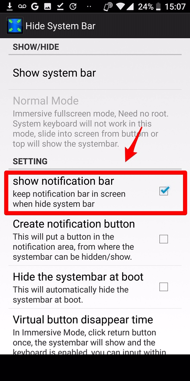 Show Notification Bar