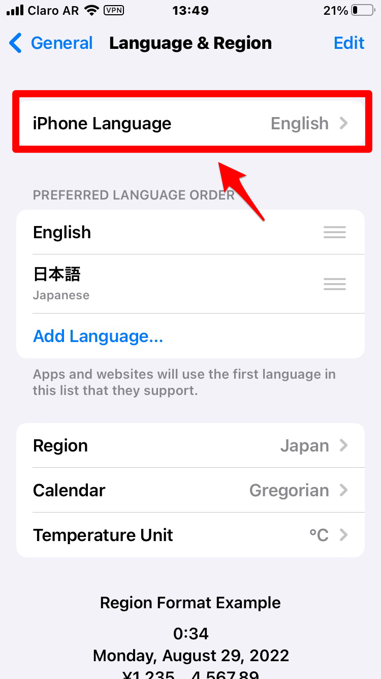 iPhone Language