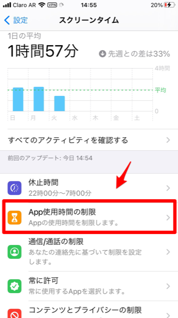 App使用時間の制限