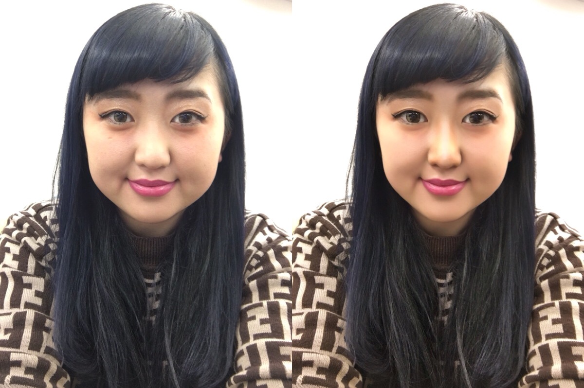 「Camera360」で加工したえりなっちの写真のビフォーアフター
