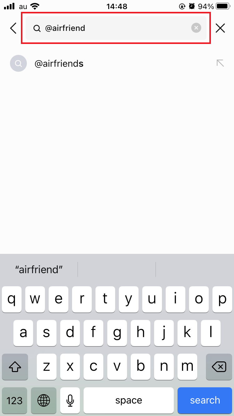 検索窓に「@airfriend」と入力して検索